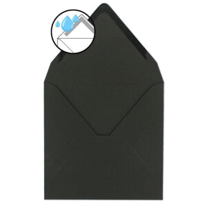 200x Vintage-Umschläge quadratisch aus schwarzem Kraftpapier - nachhaltig - 15,5 x 15,5 cm - Nassklebung Spitzklappe - NEUSER PAPIER