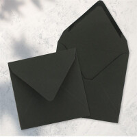 300x Vintage-Umschläge quadratisch aus schwarzem Kraftpapier - nachhaltig - 15,5 x 15,5 cm - Nassklebung Spitzklappe - NEUSER PAPIER