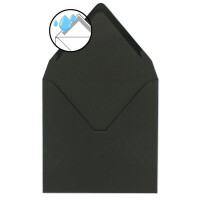 300x Vintage-Umschläge quadratisch aus schwarzem Kraftpapier - nachhaltig - 15,5 x 15,5 cm - Nassklebung Spitzklappe - NEUSER PAPIER