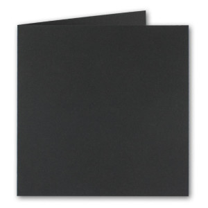 50x schwarze Vintage Kraftpapier Falt-Karten Quadratisch - 150 x 150 mm - 15 x 15 cm - Recycling 220 gr blanko Klapp-Karten nachhaltig - UmWelt by GUSTAV NEUSER