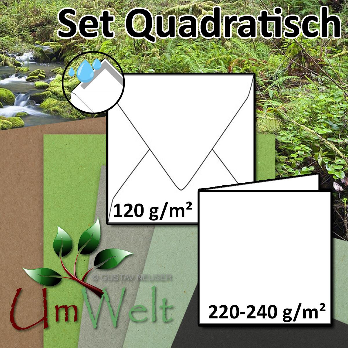 Quadratisches Faltkarten SET aus Kraft-Papier - Karten...