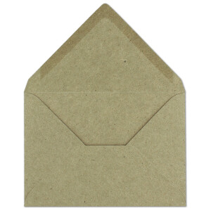 75x Kraftpapier Umschläge DIN C6 Grau / Grün - 11,4 x 16,2 cm ohne Fenster - Vintage Briefumschläge mit Nassklebung Spitzklappe - NEUSER PAPIER
