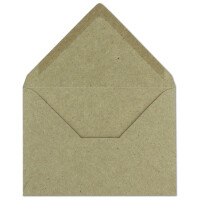 100x Kraftpapier Umschläge DIN C6 Grau / Grün - 11,4 x 16,2 cm ohne Fenster - Vintage Briefumschläge mit Nassklebung Spitzklappe - NEUSER PAPIER