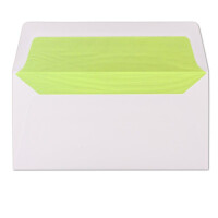 75 Briefumschläge Weiß - DIN Lang - gefüttert mit hellgrünem Seidenpapier - 22 x 11 cm - Nassklebung, gerade Klappe - Ideal für Einladungen und Grüße zu Geburtstag und Weihnachten