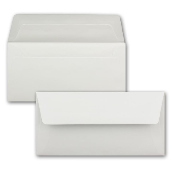 25 Briefumschläge Weiß - DIN Lang - gefüttert mit weissem Seidenpapier - 22 x 11 cm - Nassklebung, gerade Klappe - Ideal für Einladungen und Grüße zu Geburtstag und Weihnachten