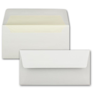25 Briefumschläge Weiß - DIN Lang - gefüttert mit naturweißem Seidenpapier - 22 x 11 cm - Nassklebung, gerade Klappe - Ideal für Einladungen und Grüße zu Geburtstag und Weihnachten