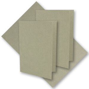 25x graues Vintage Kraftpapier Falt-Karten 105 x 148 mm - DIN A6 - Natur-Grau - Recycling - 220 g blanko Klapp-Karten - UmWelt by GUSTAV NEUSER