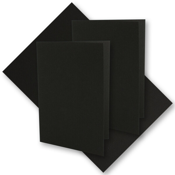 50x schwarzes Vintage Kraftpapier Falt-Karten 105 x 148 mm - DIN A6 - Schwarz - Recycling - 220 g blanko Klapp-Karten - UmWelt by GUSTAV NEUSER