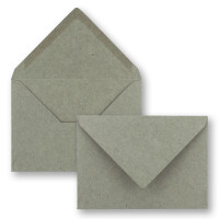 50x graues Vintage Kraftpapier Falt-Karten SET mit Umschlägen und Einlegern DIN A6 - 10,5 x 14,8 cm - grau - Recycling - blanko