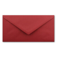 25 x DIN Lang Briefumschläge - Dunkel-Rot mit weißem Seidenfutter - 11x22 cm - 80 g/m² - ideal für Einladungen, Weihnachtskarten, Glückwunschkarten aus der Serie Farbenfroh