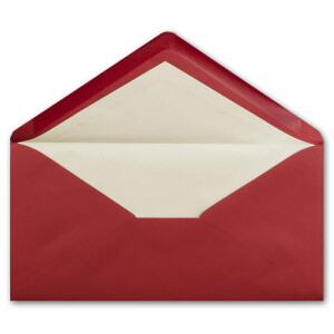 50 x DIN Lang Briefumschläge - Dunkel-Rot mit weißem Seidenfutter - 11x22 cm - 80 g/m² - ideal für Einladungen, Weihnachtskarten, Glückwunschkarten aus der Serie Farbenfroh