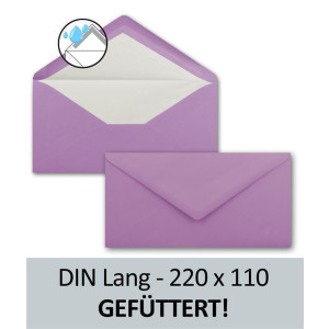 50 x DIN Lang Briefumschläge - Violett mit weißem Seidenfutter - 11x22 cm - 80 g/m² - ideal für Einladungen, Weihnachtskarten, Glückwunschkarten aus der Serie Farbenfroh