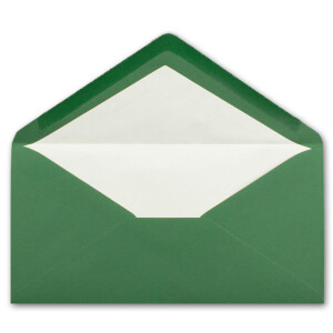 50 x DIN Lang Briefumschläge - Dunkel-Grün mit weißem Seidenfutter - 11x22 cm - 80 g/m² - ideal für Einladungen, Weihnachtskarten, Glückwunschkarten aus der Serie Farbenfroh