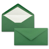 75 x DIN Lang Briefumschläge - Dunkel-Grün mit weißem Seidenfutter - 11x22 cm - 80 g/m² - ideal für Einladungen, Weihnachtskarten, Glückwunschkarten aus der Serie Farbenfroh