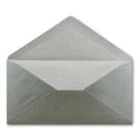 25 x DIN Lang Briefumschläge - Silber mit weißem Seidenfutter - 11x22 cm - 100 g/m² - ideal für Einladungen, Weihnachtskarten, Glückwunschkarten aus der Serie Farbenfroh