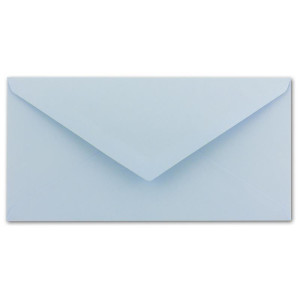 100 Brief-Umschläge DIN Lang - Hell-Blau mit Gold-Metallic Innen-Futter - 110 x 220 mm - Nassklebung - festliche Kuverts für Taufe & Geburt