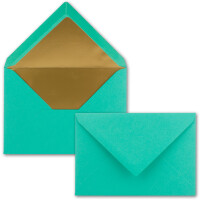 Kuverts in Pazifik-Blau - 300 Stück - Brief-Umschläge DIN C6 - 114 x 162 mm - 11,4 x 16,2 cm - Naßklebung - matte Oberfläche & Gold-Metallic Fütterung - ohne Fenster - für Einladungen
