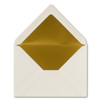 Kuverts in Naturweiß - 50 Stück - Brief-Umschläge DIN C6 - 114 x 162 mm - 11,4 x 16,2 cm - Naßklebung - matte Oberfläche & Gold-Metallic Fütterung - ohne Fenster - für Einladungen