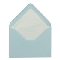 250 Briefumschläge in Hellblau mit weißem Innenfutter - Kuverts in DIN B6 Format  - 12,5 x 17,6 cm - Seidenfutter - Nassklebung