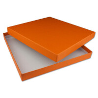 1x Quadratische Aufbewahrungs- und Geschenk-Schachtel in Orange - 24 x 24 x 2,3 cm - Stülp-Schachtel mit Deckel - Ideal als Fotobox und Geschenkbox