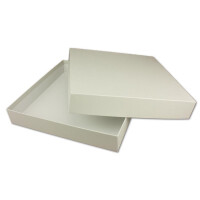 200x Quadratische Aufbewahrungs- und Geschenk-Schachtel in Grau - 24 x 24 x 4 cm - Stülp-Schachtel mit Deckel - Ideal als Fotobox und Geschenkbox