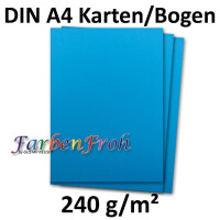 50 DIN A4 Papier-bögen Planobogen - Azurblau (Blau) - 240 g/m² - 21 x 29,7 cm - Ton-Papier Fotokarton Bastel-Papier Ton-Karton - FarbenFroh