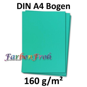 400 DIN A4 Papierbogen Planobogen - Pazifikblau (Blau Grün Türkis) - 160 g/m² - 21 x 29,7 cm - Bastelbogen Ton-Papier Fotokarton Bastel-Papier Ton-Karton - FarbenFroh