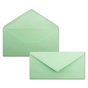 500 Brief-Umschläge Mintgrün DIN Lang - 110 x 220 mm (11 x 22 cm) - Nassklebung ohne Fenster - Ideal für Einladungs-Karten - Serie FarbenFroh