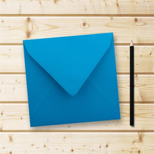 75x Quadratische Briefumschläge in Azurblau (Blau) - 15,5 x 15,5 cm - ohne Fenster, mit Nassklebung - 110 g/m² - Für Einladungskarten zu Hochzeit, Geburtstag und mehr - Serie FarbenFroh