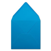75x Quadratische Briefumschläge in Azurblau (Blau) - 15,5 x 15,5 cm - ohne Fenster, mit Nassklebung - 110 g/m² - Für Einladungskarten zu Hochzeit, Geburtstag und mehr - Serie FarbenFroh