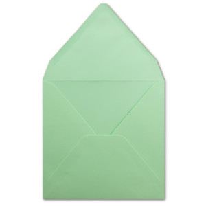 500x Quadratische Briefumschläge in Mintgrün (Grün) - 15,5 x 15,5 cm - ohne Fenster, mit Nassklebung - 110 g/m² - Für Einladungskarten zu Hochzeit, Geburtstag und mehr - Serie FarbenFroh