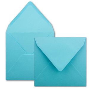 200x Quadratische Briefumschläge in Türkis - 15,5 x 15,5 cm - ohne Fenster, mit Nassklebung - 110 g/m² - Für Einladungskarten zu Hochzeit, Geburtstag und mehr - Serie FarbenFroh