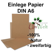 50 Kraftpapier-Bogen in Braun - DIN A6 Format - 140 g/m² - 10,3 x 14,8 cm - Recycling-Papier im Postkarten Format zum Selbstgestalten & Basteln