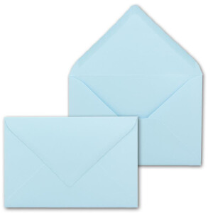 300 Brief-Umschläge mit Wellenschnitt - Hell-Blau - DIN C5 - 16,2 x 22,9 cm - 120 gr - mit wellenförmigen Rändern - Nassklebung - FarbenFroh by GUSTAV NEUSER