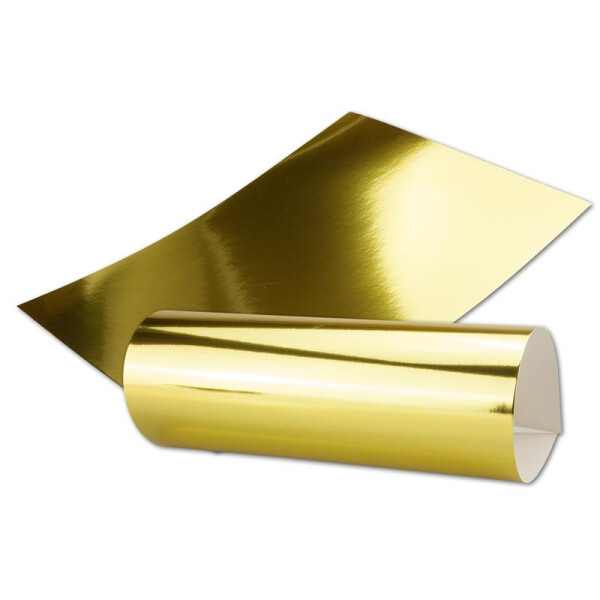 Gold Metall Spiegel Papier - 60er-Set - spiegelnd Gold - Rückseite Weiß - DIN A4 21,0 x 29,5 cm -Ideal zum Basteln und Selbstgestalten