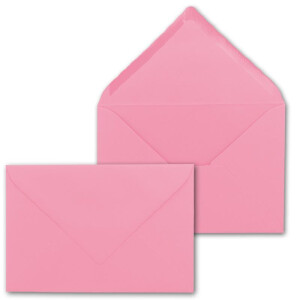 200x Faltkarten-Set DIN A6 mit DIN C6 Brief-Umschlägen - wellig gestanzter Rand - Rosa - 10,5 x 14,8 cm - Wellenschnitt Karten-Sets - FarbenFroh by GUSTAV NEUSER