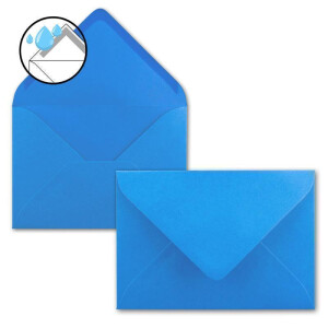 250x Briefumschläge B6 - 17,5 x 12,5 cm - Azurblau - Nassklebung mit spitzer Klappe - 120 g/m² - Für Hochzeit, Gruß-Karten, Einladungen