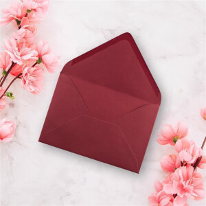 250x Briefumschläge B6 - 17,5 x 12,5 cm - Dunkel-Rot - Nassklebung mit spitzer Klappe - 120 g/m² - Für Hochzeit, Gruß-Karten, Einladungen