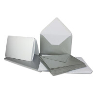 10x Faltkarten SET DIN A6/C6 mit Brief-Umschlägen in Silber - inklusive Einleger - 14,8 x 10,5 cm - Premium Qualität - FarbenFroh