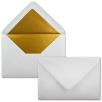 50x Briefumschläge B6 mit Gold Innenfutter - 12,5 x 17,6 cm - Weiß - gefüttert mit metallic Papier - Nassklebung - FarbenFroh by GUSTAV NEUSER