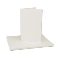 100x Vintage Faltkarten-Set mit Zackenschnitt - Natur-Weiß - Edel-Bütten Doppel-Karten mit Brief-Umschläge - DIN B6 - 11,0 x 17,3 cm - imitierter Büttenrand gestanzt - by GUSTAV NEUSER