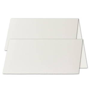 25x DIN Lang Vintage Faltkarten, Büttenpapier, 100 x 210 mm - hoch-doppelt, Natur-Weiß 240 g/m² - Vellum Oberfläche - Doppelkarten aus Büttenpapier