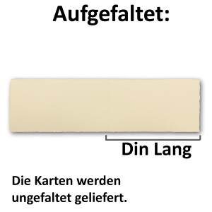 75x DIN Lang Vintage Faltkarten, Büttenpapier, 100 x 210 mm - quer-doppelt, Elfenbein-Creme 240 g/m²