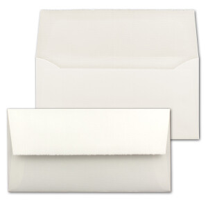 25 Stück DIN Lang Vintage Briefumschläge, Büttenpapier, 11 x 22 cm, Weiß halbmatt hochwertige Brief-Kuverts
