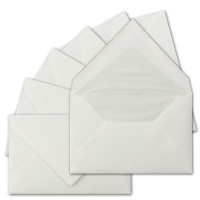 200x B6 Vintage Faltkarten-Set mit gefütterten Briefumschlägen, Büttenpapier, 113 x 175 mm - quer-doppelt, Naturweiß - Karten aus Büttenpapier
