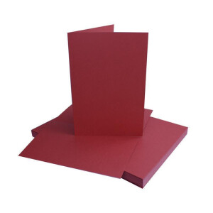 75 Faltkarten-Sets - Dunkelrot - 12 x 17 cm - DIN B6 Klapp-Karten mit Briefumschläge Dunkelrot gefüttert - inklusive Einleger