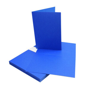 75 Faltkarten-Sets - Royalblau - 12 x 17 cm - DIN B6 Klapp-Karten mit Briefumschläge Royalblau gefüttert - inklusive Einleger