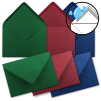 30x Karten-Set DIN B6 - Dunkelrot - Dunkelgrün - Dunkelblau - Faltkarten mit Umschläge - 3 Farben - 12 x 17 cm & Umschläge - 12,5 x 17,5 cm