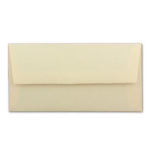 10 Stück DIN Lang Vintage gefütterte Briefumschläge, Büttenpapier, 11 x 22 cm, Elfenbein halbmatt weiß gefütterte Brief-Kuverts