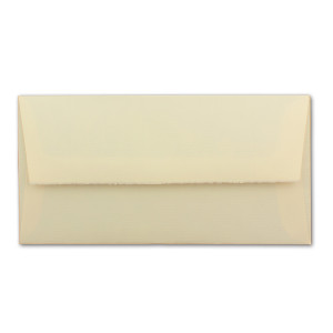 75 Stück DIN Lang Vintage gefütterte Briefumschläge, Büttenpapier, 11 x 22 cm, Elfenbein halbmatt weiß gefütterte Brief-Kuverts